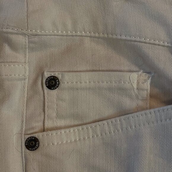 J Jill Womens White Denim Pants Smooth Fit Straight Leg Size 12 Petite 5 Pockets - Picture 5 of 8